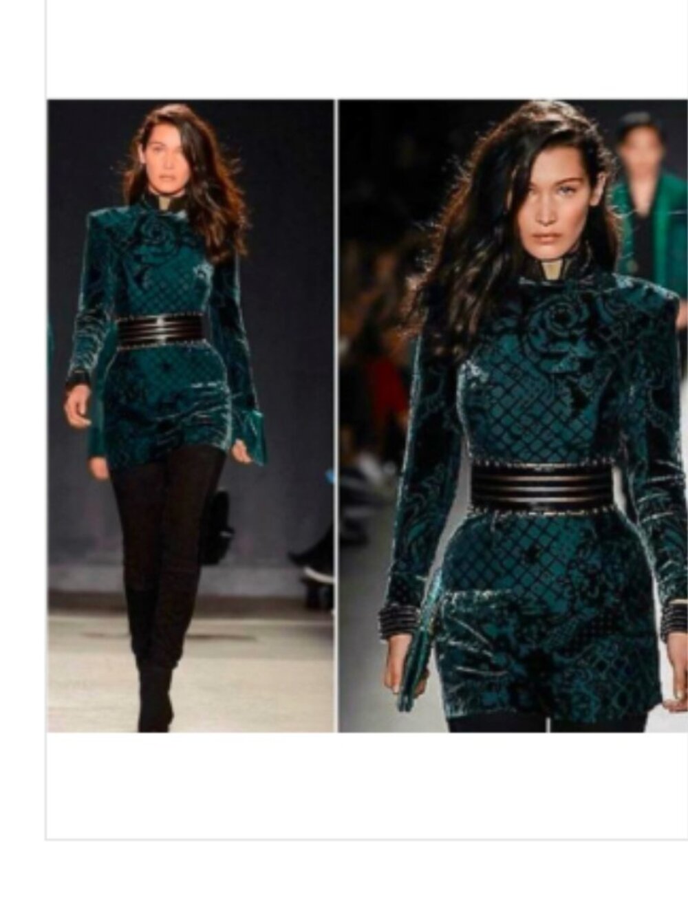 H&M x Balmain Emerald Velvet Silk Blend Mini Dress Runway Designer Collab Sz 6